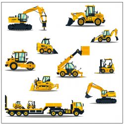 A,Large,Set,Of,Construction,Equipment,In,Yellow.,Special,Machines
